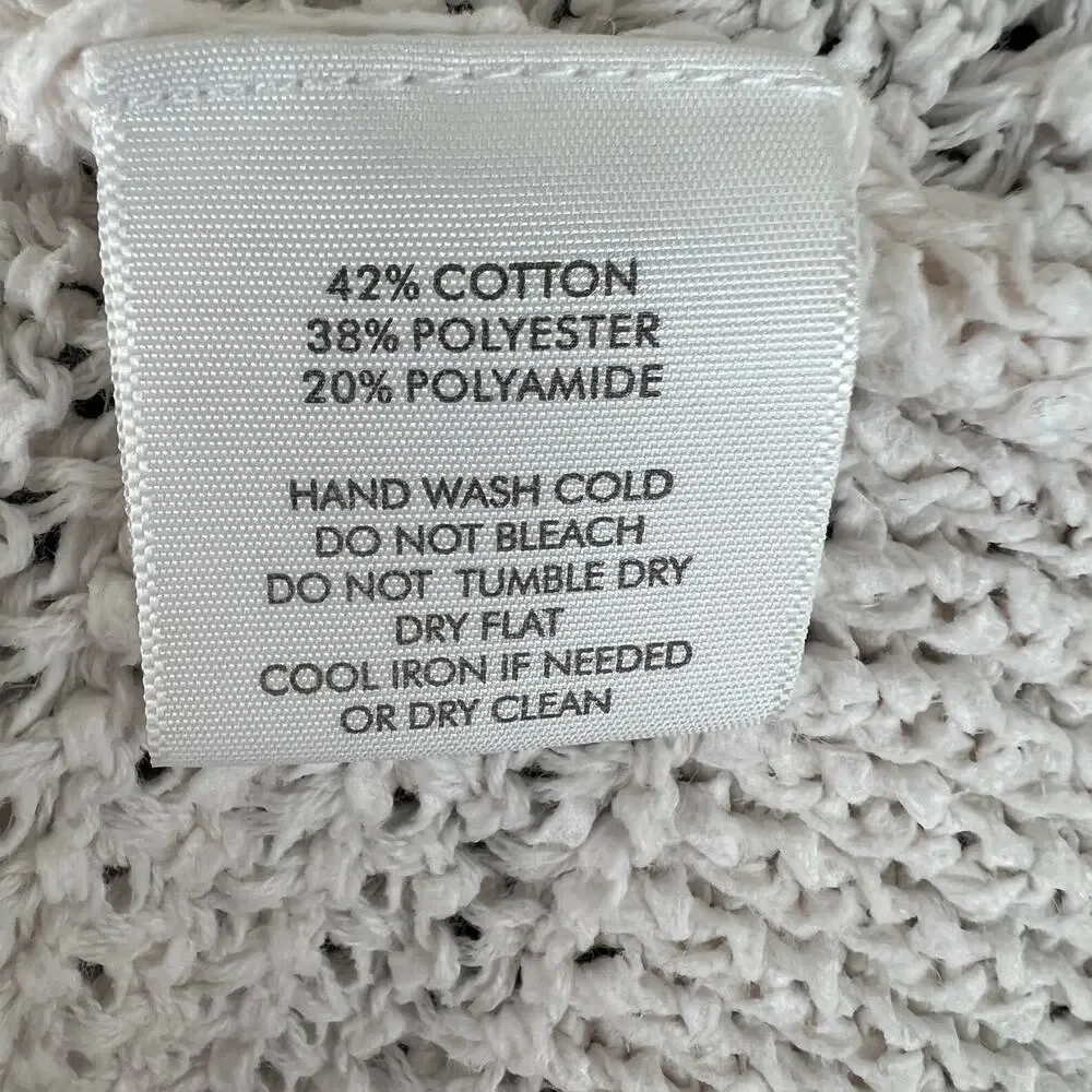 White + Warren Cotton Blend Long Sleeve Open Knit Sweater Size S Small
